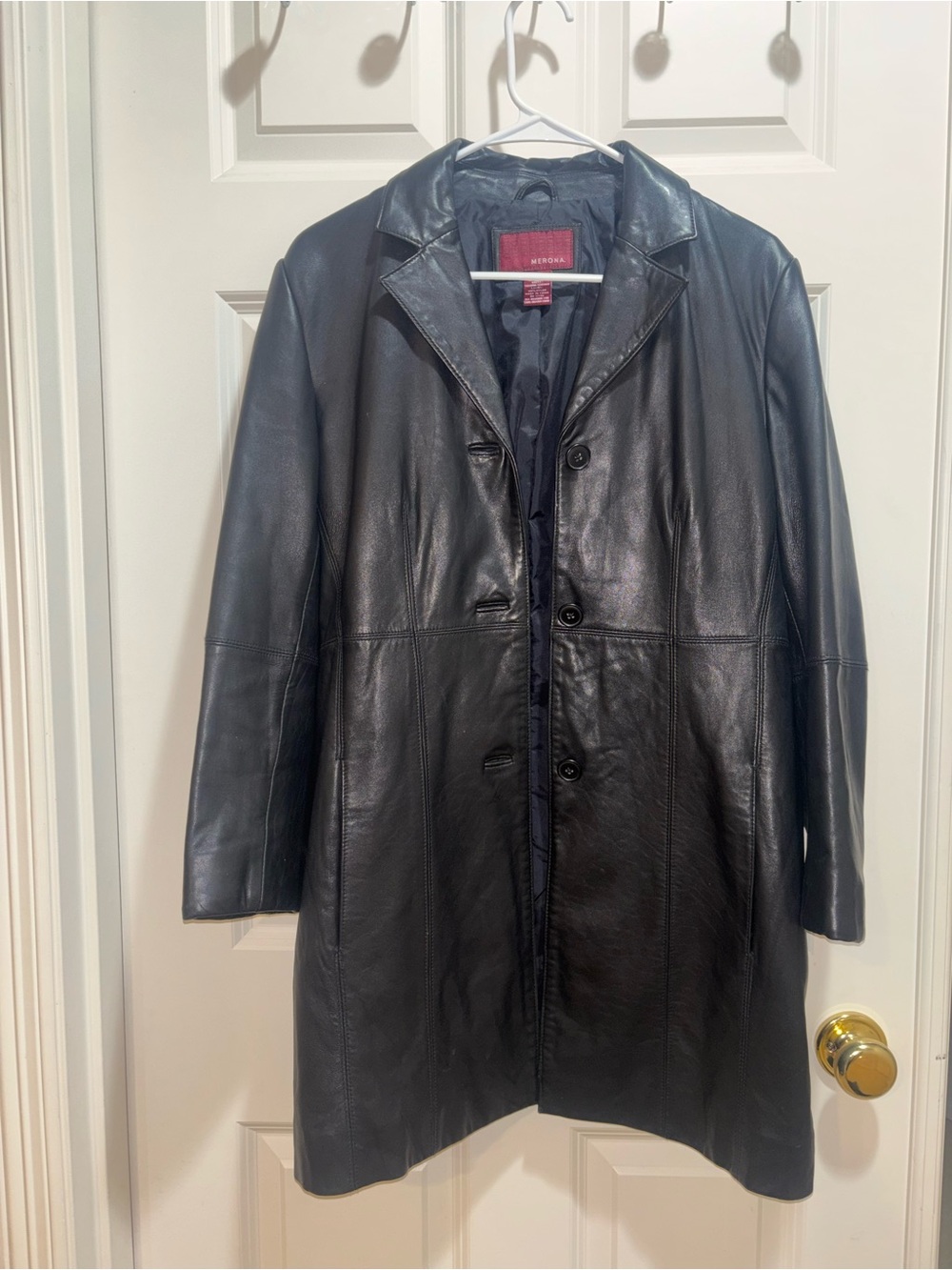 Merona Black Leather Button-Front Coat